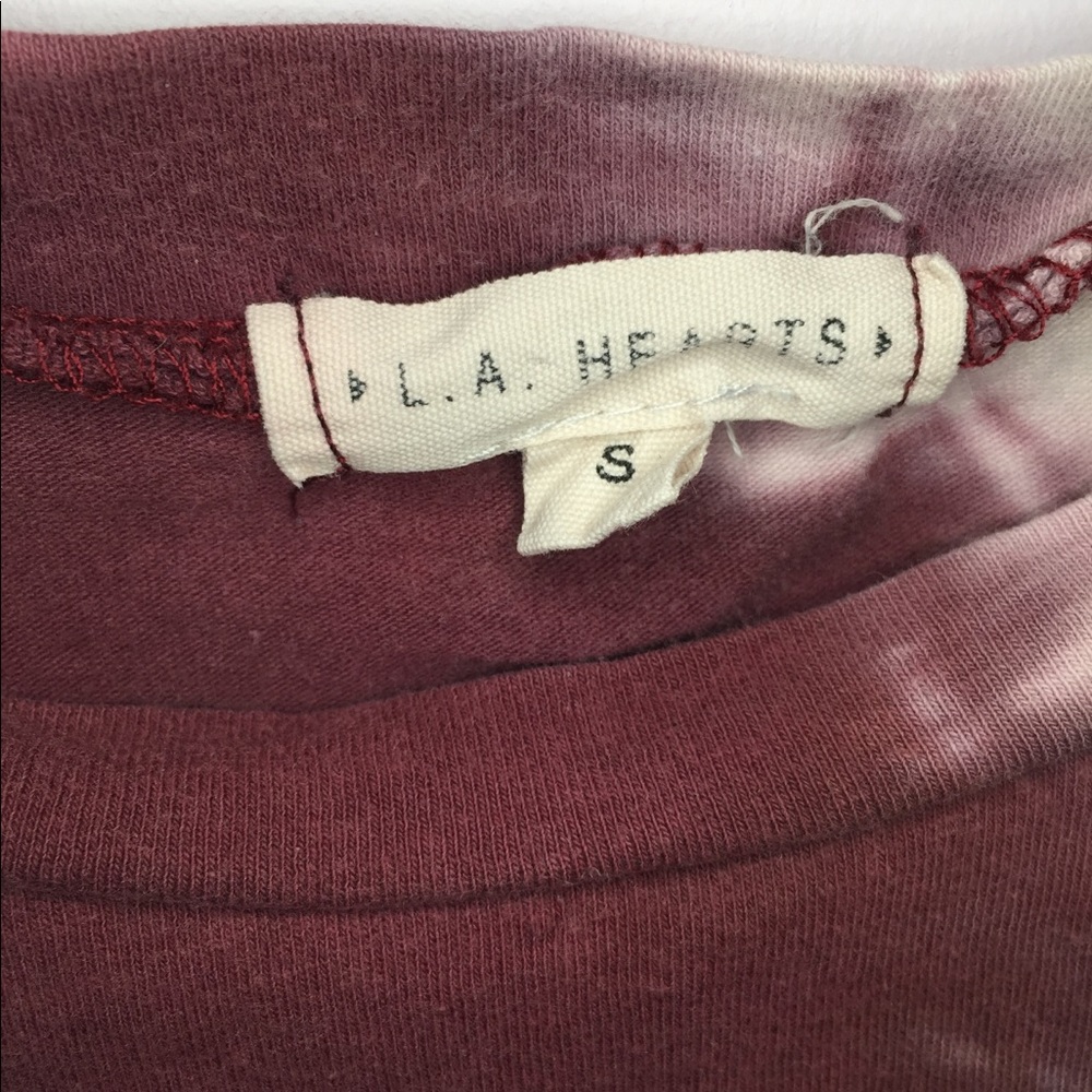 La Hearts small maroon/white crop top